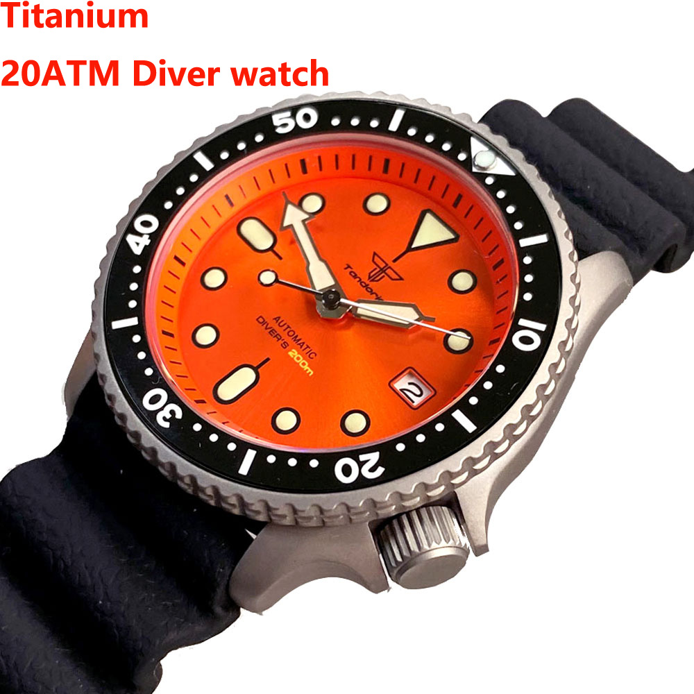 Rubber Strap Diver - Tandorio 41mm Titanium NH35 Jam Tangan