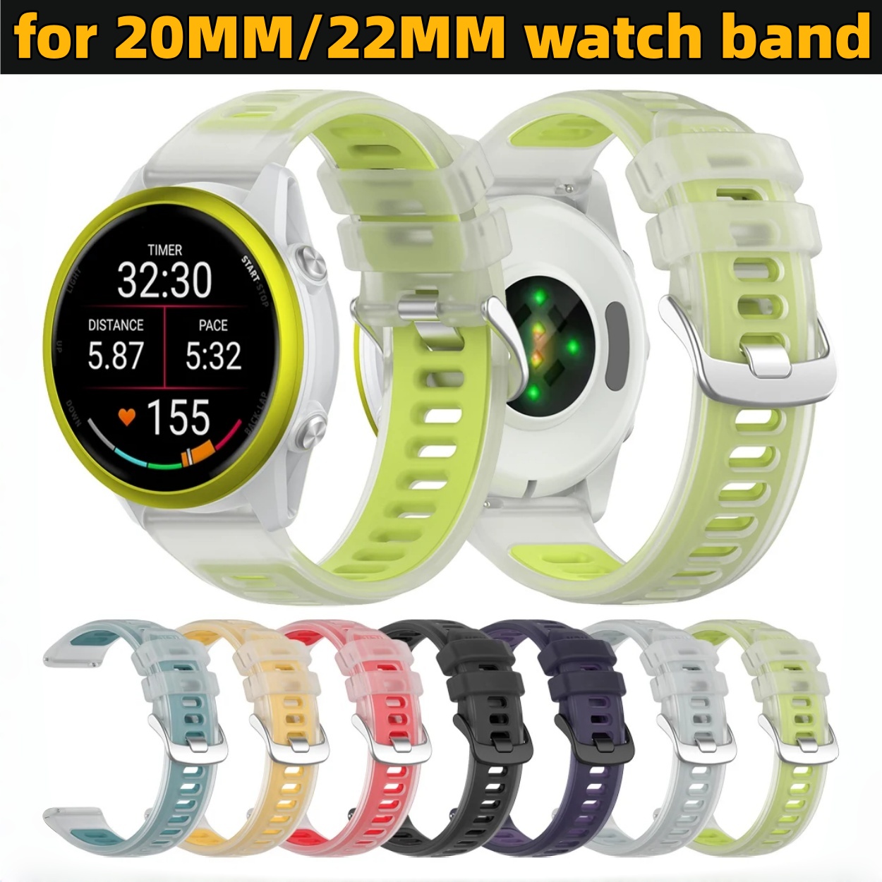 Silicone Watch Band 22Mm - Tali Silikon Dua Warna Transparan 22Mm