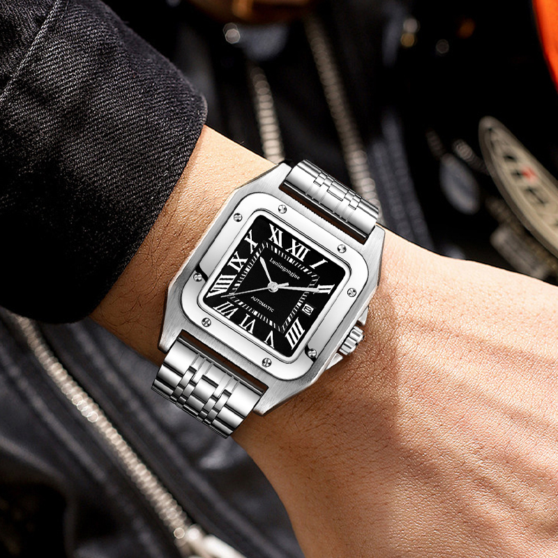 Butterfly Clasp Deployant - Jam Tangan Mekanis Otomatis Persegi Mewah