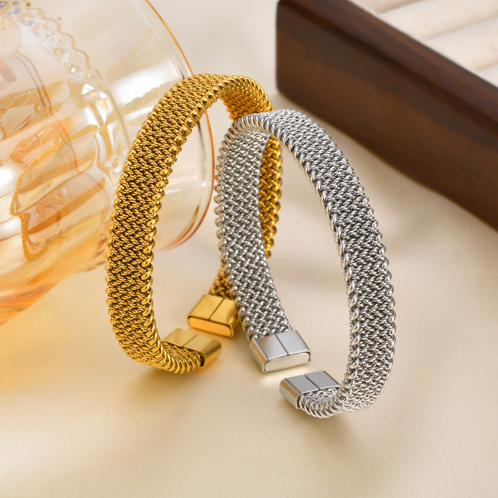 Gelang terbuka tali regang kep - Mesh Strap Metal ulasan dan harga