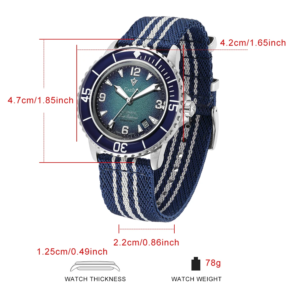 CADISEN Deep Explorer MIYOTA 8 - Canvas Strap Watch ulasan dan harga