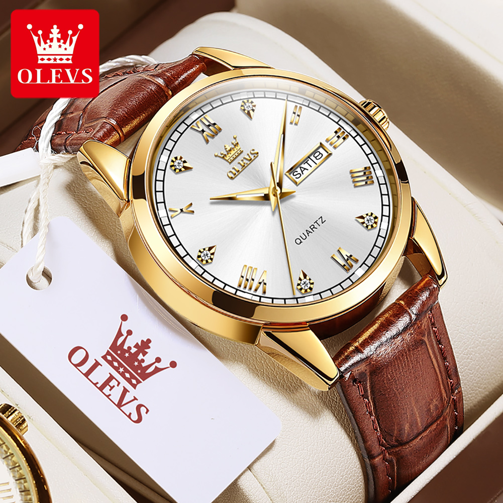 OLEVS 6896 Jam Tangan Kuarsa P - Leather Watch Band Men ulasan dan harga